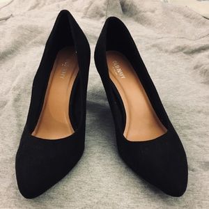 Black suede heels
